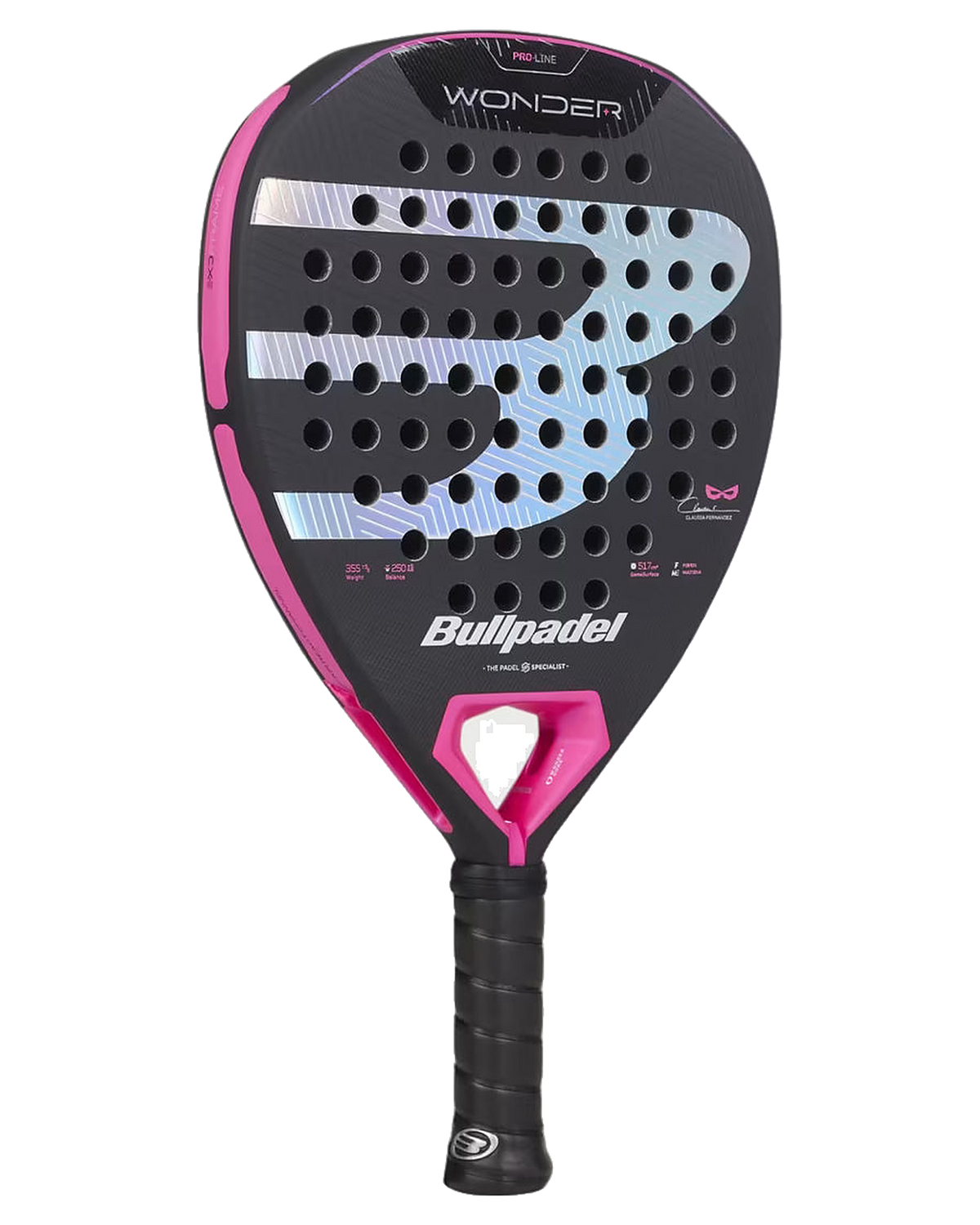 Dámska padelová raketa Bullpadel Wonder 2027, pohľad z uhla